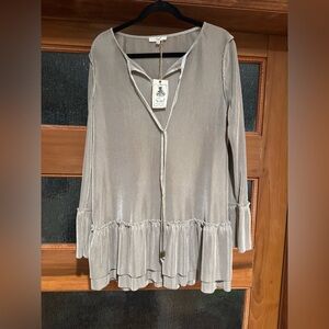 Easel Tunic Ribbed Top Size Small Taupe color